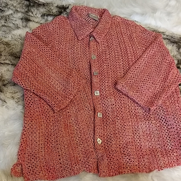 Napa Valley Knit Cardigan. Size L. Color Orange. Long Sleeve. Beautiful - Picture 3 of 5